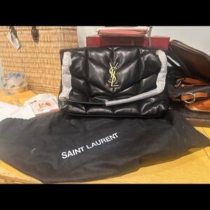 AUTHENTIC YSL black lamb skin puffer bag